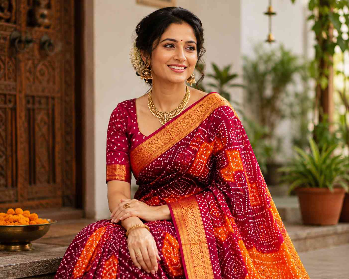 Bandhani Silk Saree