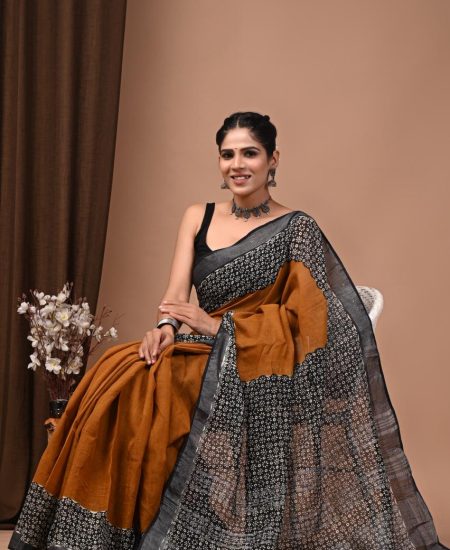 Kota Doria Saree Hand Block Print